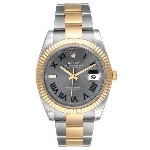Rolex Grey 18K Yellow Gold And Stainless Steel Datejust 126333 Men's Wristwatch 41 MM