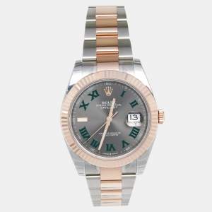 Pre Owned Rolex Slate 18k Everose Stainless Steel Datejust 126331 Men's Wristwatch 41 mm 