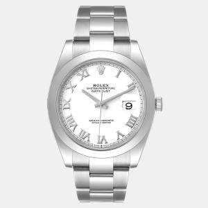 Rolex White Stainless Steel Datejust 126300 Men's Wristwatch 43 mm