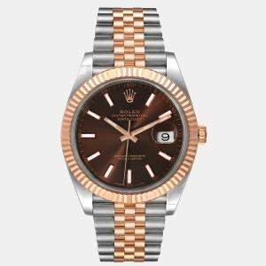 Rolex Chocolate 18k Rose Gold Stainless Steel Datejust 126331 Men's Wristwatch 41 mm
