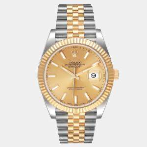 Rolex Champagne 18k Yellow Gold Stainless Steel Datejust 126333 Men's Wristwatch 41 mm