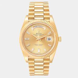 Rolex Champagne 18k Yellow Gold Day-Date 228238 Men's Wristwatch 40 mm