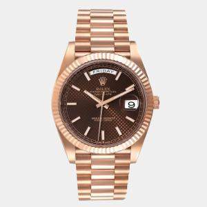 Rolex Chocolate Motif 18k Rose Gold Day-Date 228238 Men's Wristwatch 40 mm
