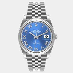 Rolex Blue 18k White Gold Stainless Steel Datejust 126334 Men's Wristwatch 41 mm