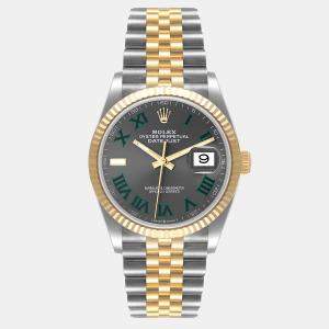 Rolex Slate 18k Yellow Gold Stainless Steel Datejust 126233 Men's Wristwatch 36 mm