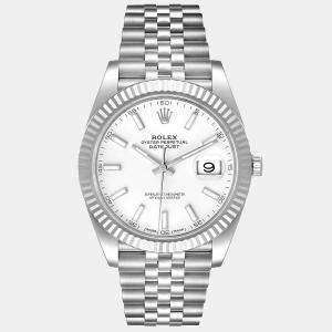 Rolex White 18k White Gold Stainless Steel Datejust 126334 Men's Wristwatch 41 mm