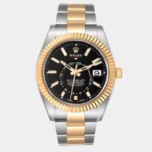Rolex Black 18k Yellow Gold And Stainless Steel Sky-Dweller 326933 Automatic Men's Wristwatch 42 mm