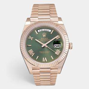 Rolex Olive Green 18K Rose Gold Day-Date 228235 Men's Wristwatch 40 mm