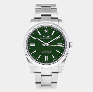 Rolex Green Stainless Steel Oyster Perpetual 124300 Men's Wristwatch 41 mm