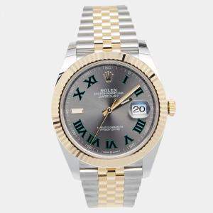 Rolex Slate 18K Yellow Gold Stainless Steel Datejust 126333 Men's Wristwatch 41 mm