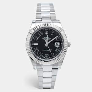Rolex Charcoal Dark Grey 18K White Gold Stainless Steel Datejust II 116334-0002 Men's Wristwatch 41 mm