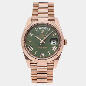 Rolex Olive Green 18k Rose Gold Day-Date 228238 Men's Wristwatch 40 mm