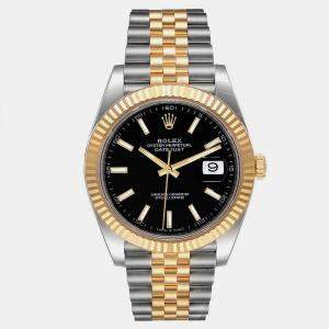 Rolex Black 18k Yellow Gold Stainless Steel Datejust 126333 Men's Wristwatch 41 mm