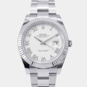 Rolex White 18k White Gold Stainless Steel Datejust 126334 Automatic Men's Wristwatch 41 mm