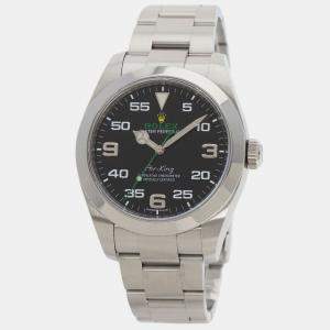 Rolex Black Stainless Steel Air-King 116900 Automatic Men's Wristwatch 49.7 mm