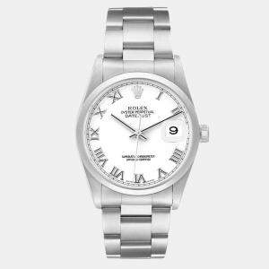 Rolex Datejust White Dial Smooth Bezel Steel Men's Watch 36 mm