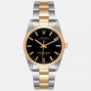 Rolex Oyster Perpetual Steel Yellow Gold Black Dial Men's Watch 34.0 mm