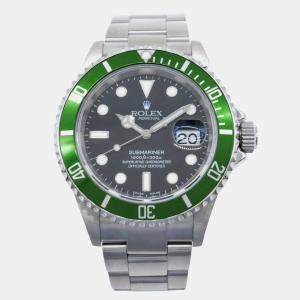 Rolex Green Stainless Steel Submariner 16610LV Automatic Men's Wristwatch 40 mm