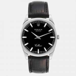 Rolex Cellini Danaos 18k White Gold Black Dial Men's Watch 38 mm