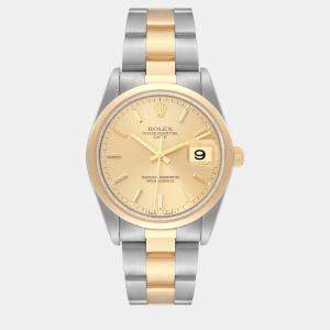 Rolex Date Steel Yellow Gold Champagne Dial Men's Watch 34 mm