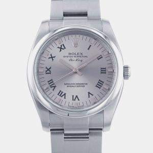 Rolex Silver Stainless Steel Air-King 114200 Automatic Men's Wristwatch 34 mm