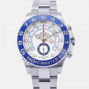 Rolex White Stainless Steel Yacht-Master II Automatic Men's Wristwatch 44 mm