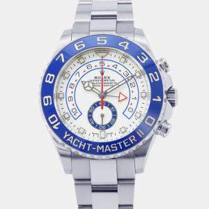 Rolex White Stainless Steel Yacht-Master II 116680 Automatic Men's Wristwatch 44 mm