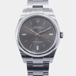 Rolex Dark Rhodium Stainless Steel Oyster Perpetual Automatic Men's Wristwatch 39 mm