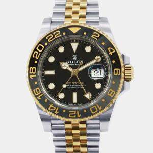 Rolex Black 18k Yellow Gold Stainless Steel GMT-Master Automatic Men's Wristwatch 40 mm