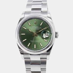 Rolex Green Stainless Steel Datejust Automatic Men's Wristwatch 36 mm