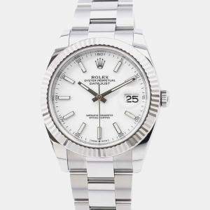 Rolex White 18k White Gold Stainless Steel Datejust 126334 Automatic Men's Wristwatch 41 mm