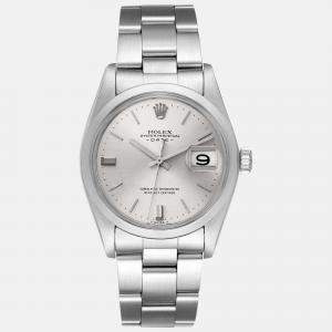 Rolex Date Silver Dial Vintage Steel Men's Watch 34.0 mm