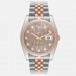 Rolex Datejust Steel Rose Gold Anniversary Diamond Dial Watch 36 mm