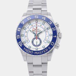 Rolex White Stainless Steel Yacht-Master II 116680 Automatic Men's Wristwatch 44 mm