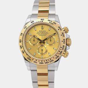 Rolex Champagne 18k Yellow Gold Stainless Steel Cosmograph Daytona Automatic Men's Wristwatch 40 mm