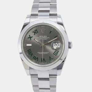 Rolex Grey Stainless Steel Datejust 126300 Automatic Men's Wristwatch 41 mm