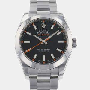 Rolex Black Stainless Steel Milgauss 116400 Automatic Men's Wristwatch 40 mm