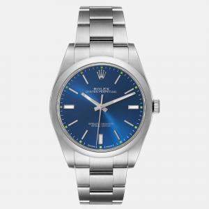 Rolex Blue Stainless Steel Oyster Perpetual 114300 Automatic Men's Wristwatch 39 mm