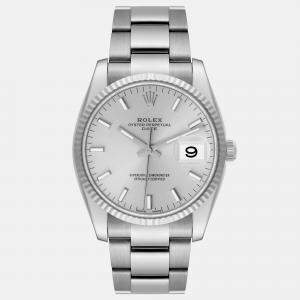 Rolex Silver Stainless Steel Oyster Perpetual Date 115234 Automatic Men's Wristwatch 34 mm