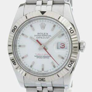 Rolex Datejust Turn-O-Graph 18K White Gold Steel Automatic Watch 36 mm 