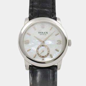 Rolex Platinum White Shell Cellini Cellinium 5240 Men's Watch PT950