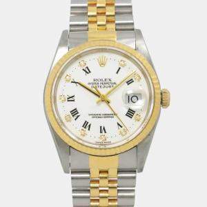 Rolex Diamond White 18K Yellow Gold Automatic Datejust 16233G U-number Men's Watch