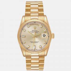 Rolex President Day-Date Yellow Gold Diamond Dial Men's Watch 118238 36 mm