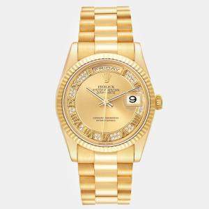 Rolex President Day-Date Yellow Gold Myriad Diamond Dial Men's Watch 118238 36 mm