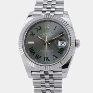 Rolex Green Stainless Steel Datejust 126200 Automatic Men's Wristwatch 36 mm