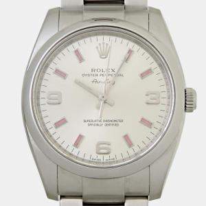 Rolex Silver Stainless Steel Oyster Perpetual 114200 Automatic Men's Wristwatch 34 mm