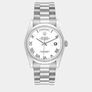 Rolex President Day-Date 18k White Gold Roman Dial Mens Watch 118209