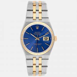 Rolex Oysterquartz Datejust Steel Yellow Gold Blue Dial Mens Watch 17013