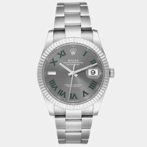 Rolex Datejust Steel White Gold Wimbledon Dial Men's Watch 41.0 mm