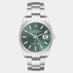 Rolex Datejust Mint Green Dial Domed Bezel Steel Mens Watch 126200 